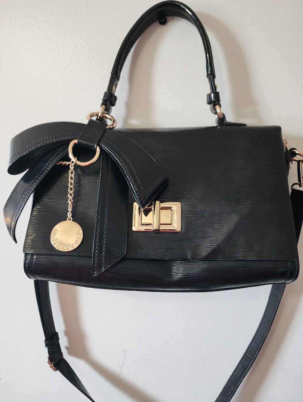 Bow Handbag Melie Bianco Black Structured Bow Accent Satchel - Women Bags Purse